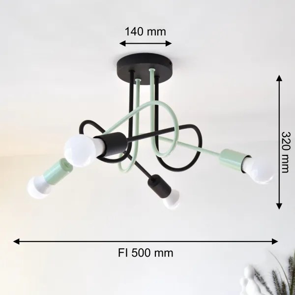 Lampadario a plafone OXFORD 4xE27/15W/230V nero/verde