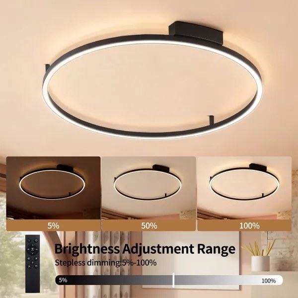 Brilagi - Lampada a LED dimmerabile PORTOFINO LED/60W/230V Ø 80 cm nera + telecomando