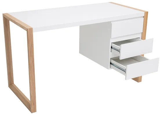 Scrivania design 3 cassetti bianco ARMEL