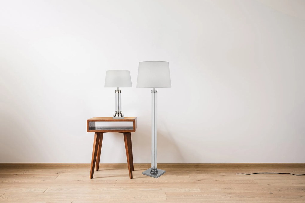 Lampada Da Scrivania Contemporanea Pedestal Acciaio Argento 1 Luce E27