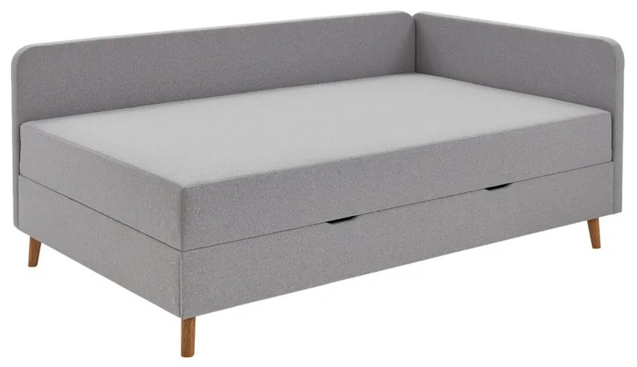Letto singolo imbottito grigio chiaro con contenitore con materasso incluso 90x200 cm Cabana – Meise Möbel