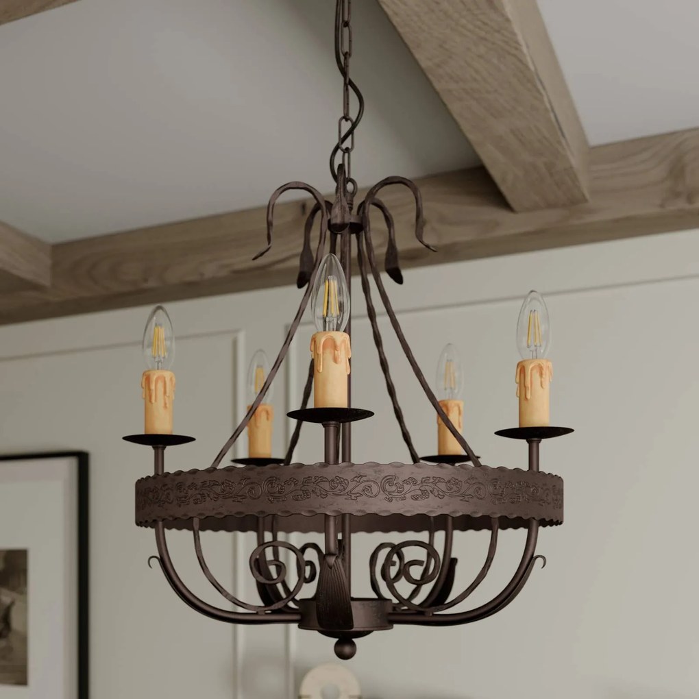 Lampadario a soffitto Loara Luminex, dimmerabile, Bronzo / Ottone antico, Soggiorno / Sala da pranzo, Metallo, Campagna / Rustiche, Lampadario