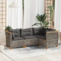 Set Divani da Giardino 4 pz con Cuscini in Polyrattan Grigio 3261801