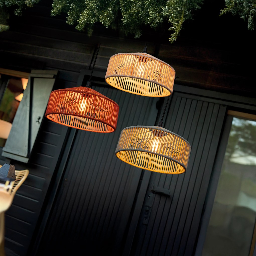 Lampada a sospensione Japandi in corda beige IP44 - Calabardina