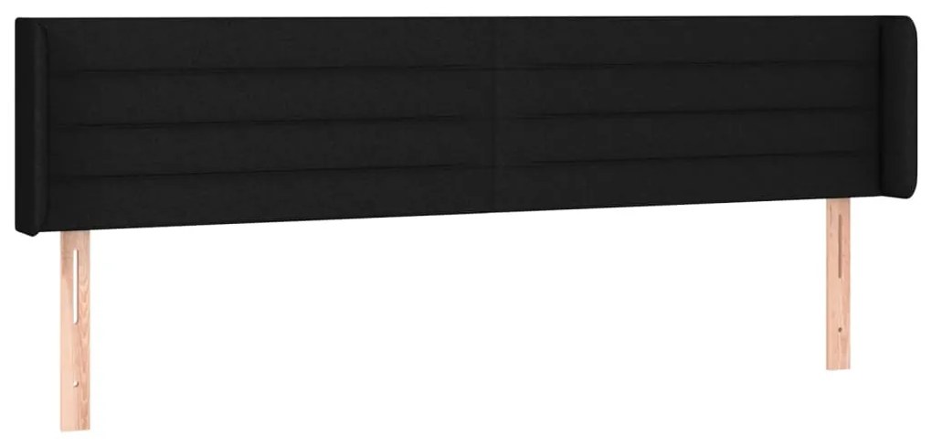 Testiera ad orecchio nera 203x16x78/88 cm in tessuto