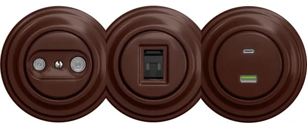 Kliklap - Presa di corrente d'epoca TV+R (continuous) senza cornice marrone