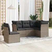 Set Divano da Giardino 5 pz con Cuscini Grigio in Polyrattan 3249479