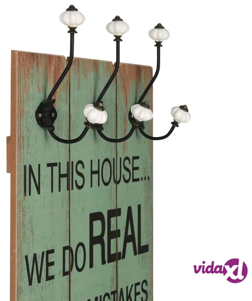 vidaXL Appendiabiti da Parete con 6 Ganci HAPPY LOVE 120x40 cm