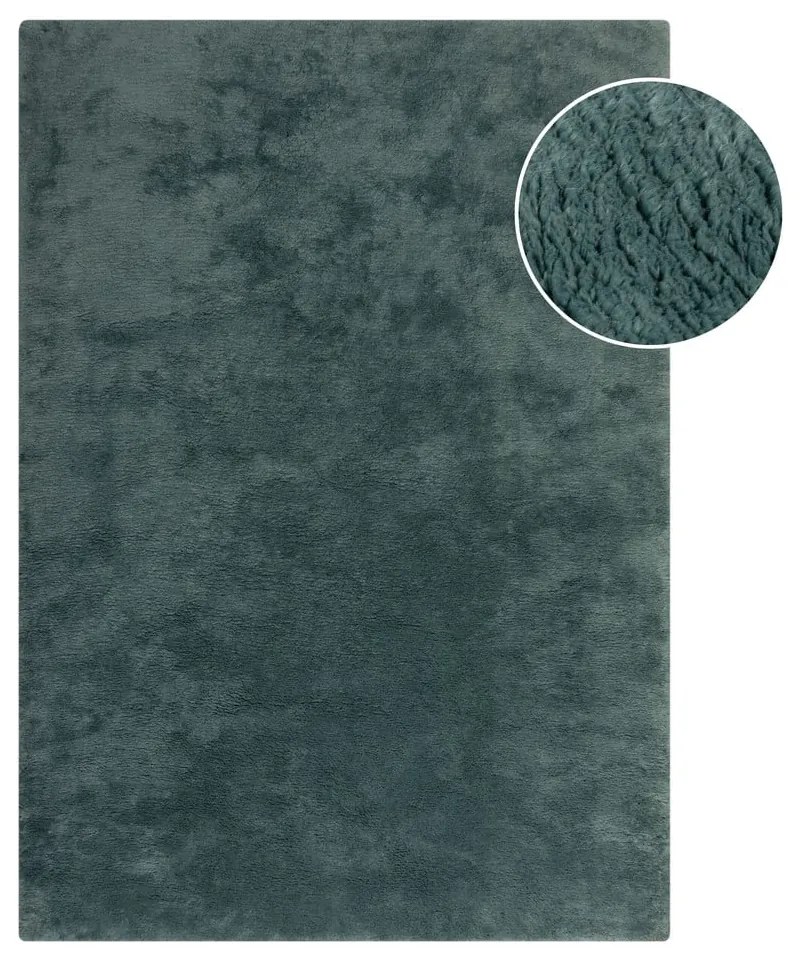 Tappeto in pelliccia sintetica color petrolio 80x150 cm Faroe Wool Look Fur - Flair Rugs