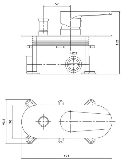 Cersanit S951-338-Rubinetto doccia per installazione a scomparsa MODUO cromo lucido