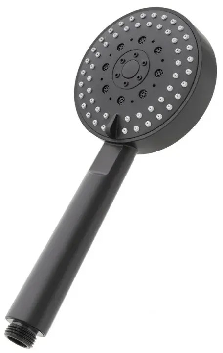 Doccino tondo 25,5cm nero opaco multigetto a getti concentrici in ABS anticalcare Hidra