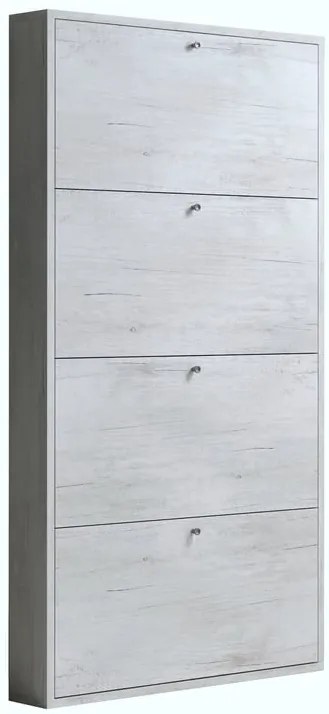 Scarpiera 4 ante L 73 x H 145 x P 15 cm 12 paia, grigio