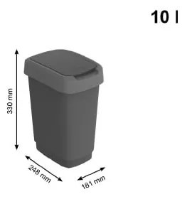 Cestino in plastica riciclata argento-nero 10 l Twist - Rotho