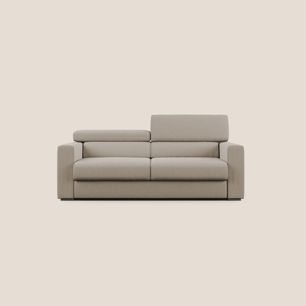 Dylan divano allungabile con pouf estraibile poggiapiedi in tessuto simil cotone impermeabile T13 beige