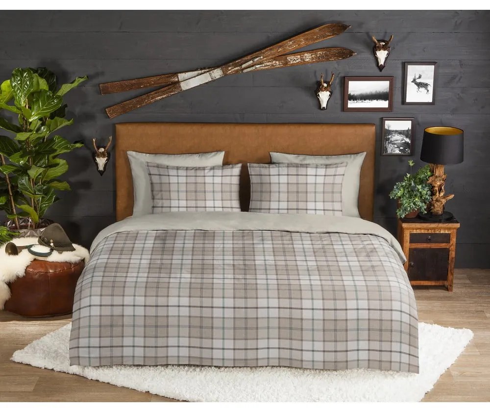 Set lenzuola letto matrimoniale in flanella marrone chiaro 200x220 cm Bernardus - Good Morning