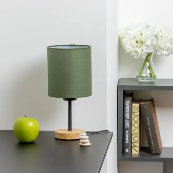 Brilagi - Lampada da tavolo NUBILA WOOD 1xE27/25W/230V quercia/verde