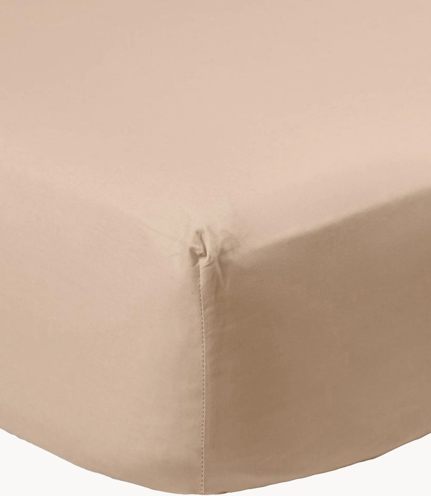 Lenzuolo con angoli in raso di cotone Brown Caffelatte