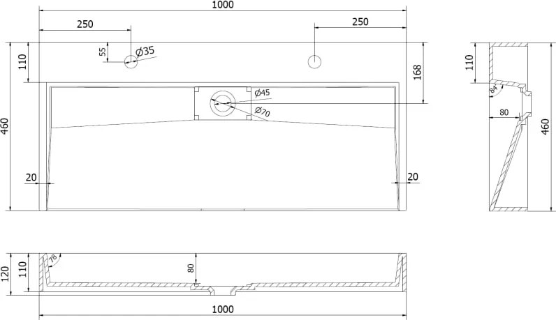 Mexen Ava lavabo da appoggio in conglomerato 2/O 100 x 46 cm, bianco - 23011002