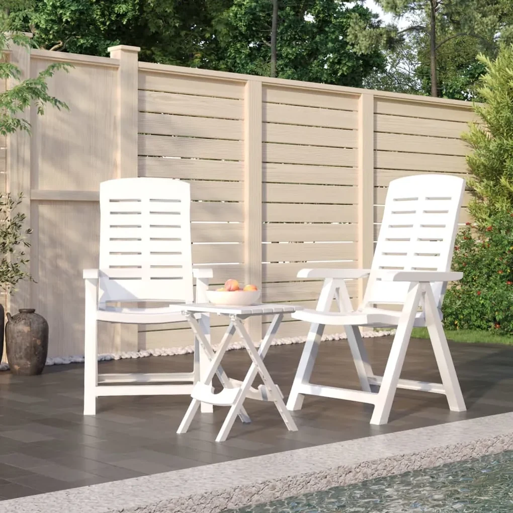 Set da pranzo da giardino 3 pz bianco in polipropilene