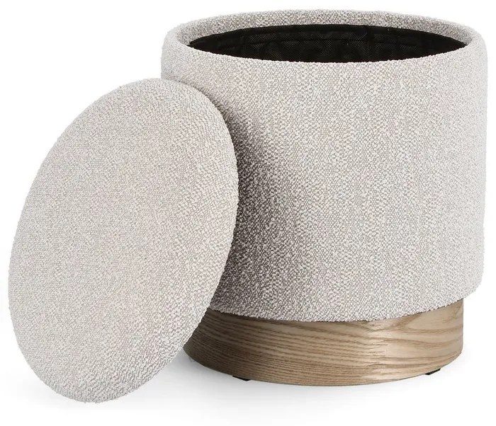 Set di 2 Pouf contenitore ZOYA grigio chiaro e legno di frassino