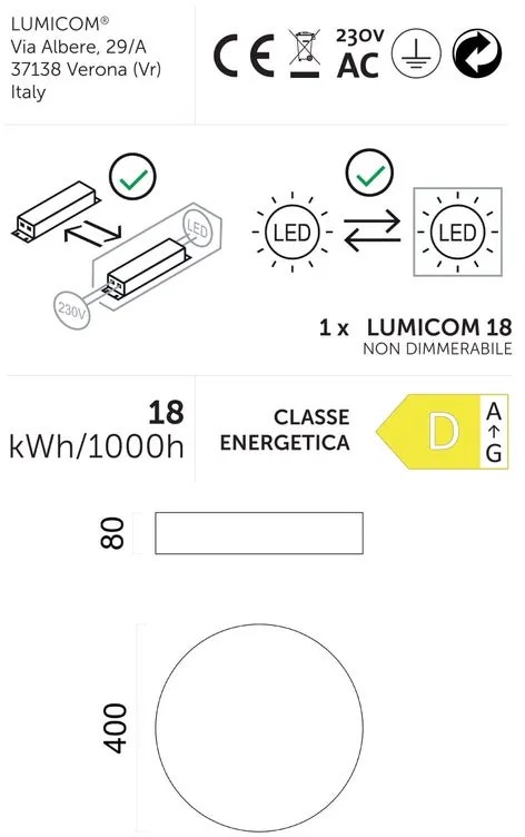 Plafoniera LED Punnet Ø 40 cm bianco IP20 bianco naturale, 2794 lumen LUMICOM