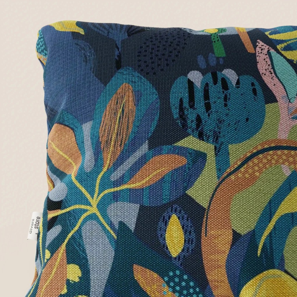 Joy collezione cuscini a fantasie multicolor in tessuto fresco cotone impermeabile blu