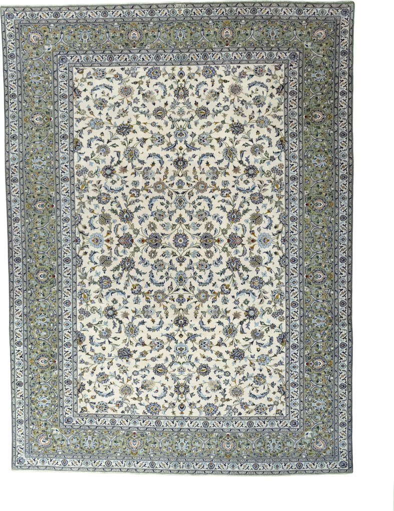 Kashan Tappeto 410 x 300 Beige (Iran) Annodato A Mano