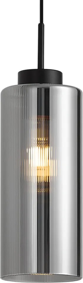 Lampada a sospensione Art Déco Nera con vetro fumé per sistema a binario monofase - Iconic Laura