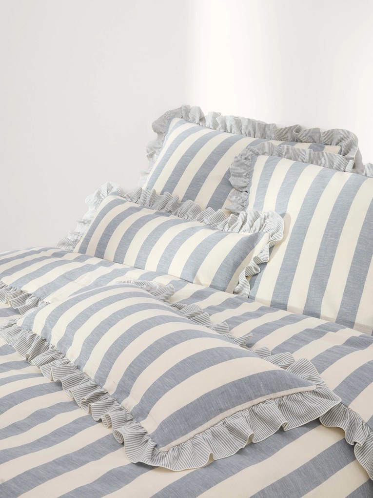 Copripiumino in lino e cotone con volant Posie