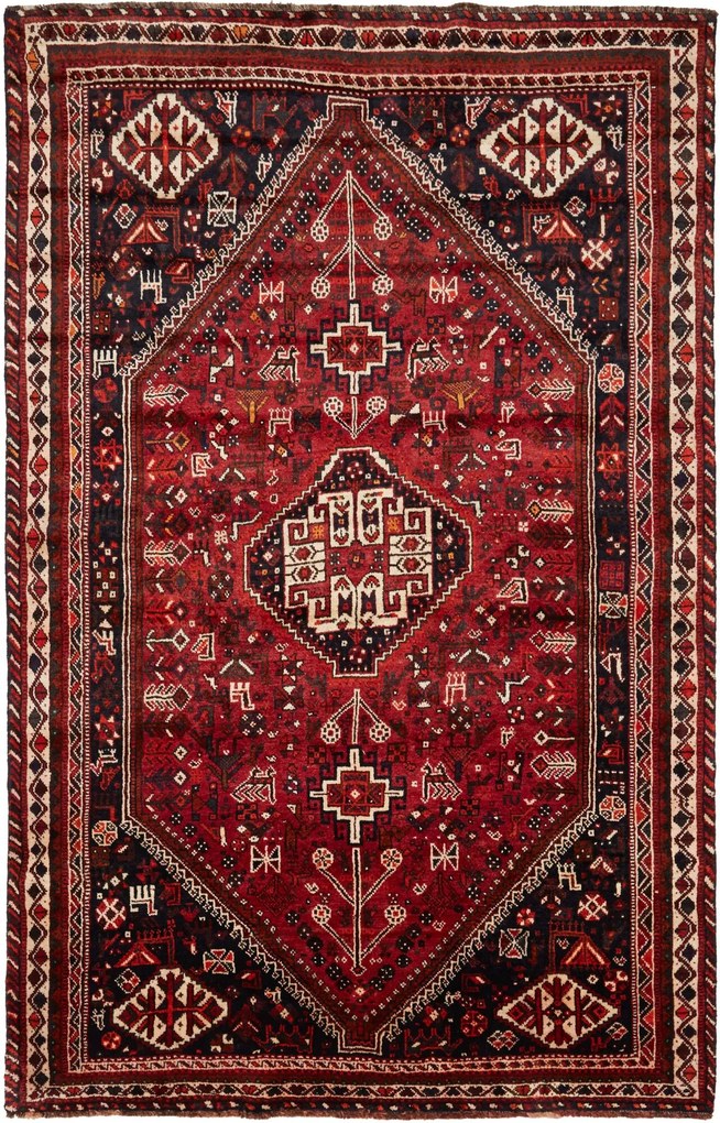 Shiraz Tappeto 170 x 260 Rosso (Iran) Annodato A Mano