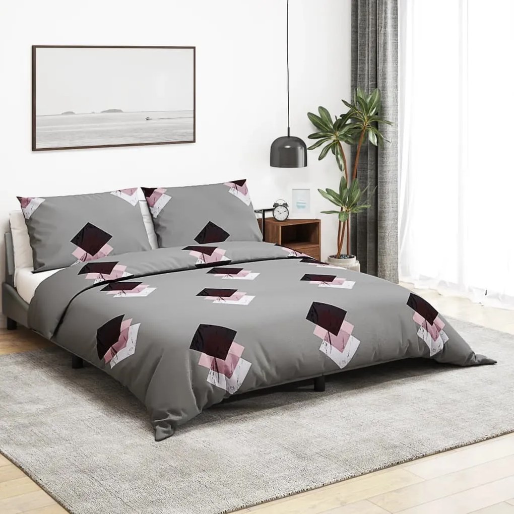 Set Copripiumino Grigio 140x200 Cm İn Cotone /