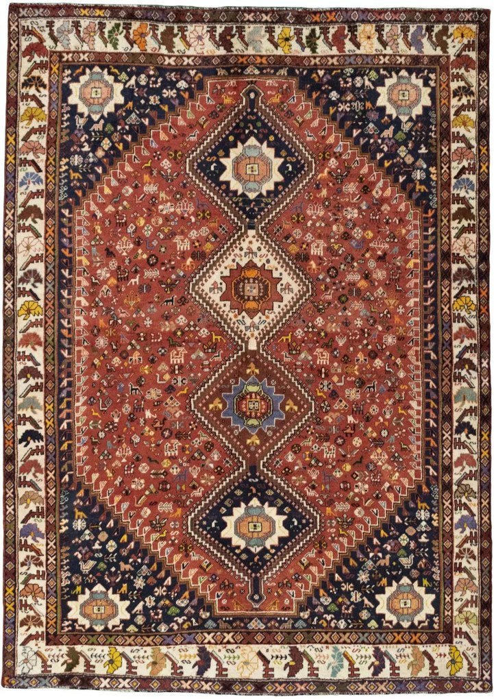 Shiraz Tappeto persiano 200 x 280 Rosso (Iran) Annodato A Mano
