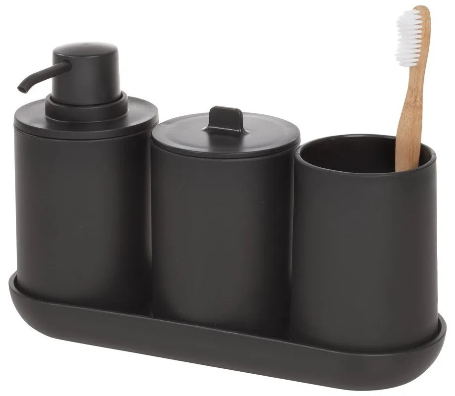 Set di accessori da bagno in plastica nera Cade - iDesign