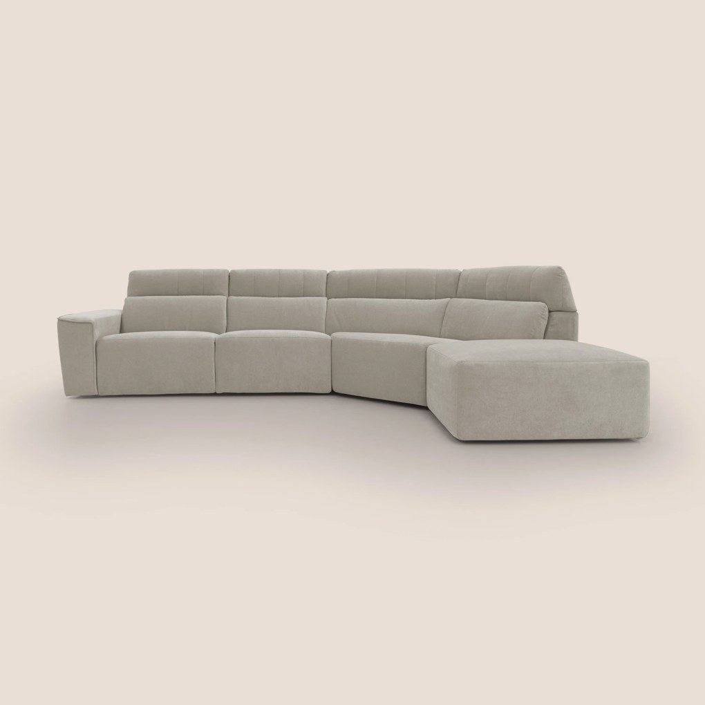Clark Divano angolare con opzione relax elettrico in tessuto smacchiabile impermeabile T17 panna