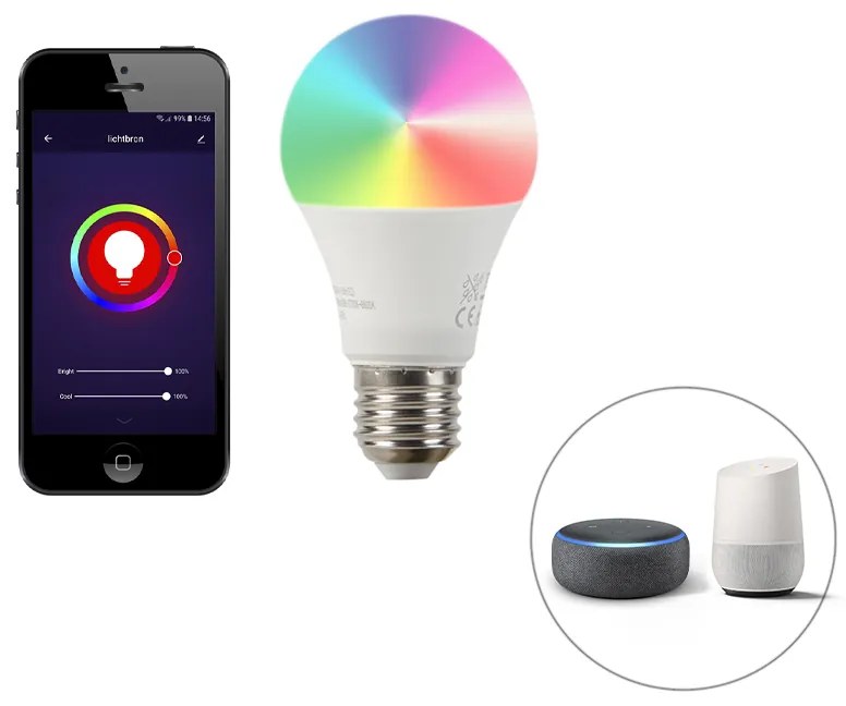 Lampada ad arco intelligente con paralume in acciaio grigio incl. Wi-Fi A60 - Arc Basic