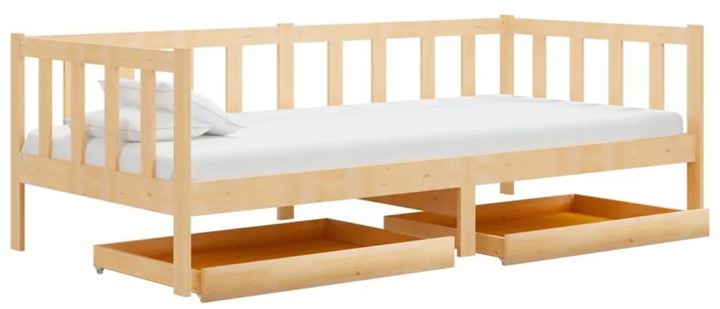 Divano letto con cassetti 90x200 cm legno massello di pino