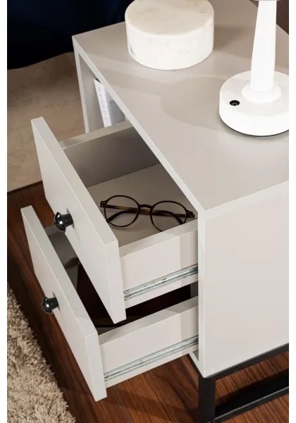 Comodino GLIMMER 50x45,2 cm grigio/nero