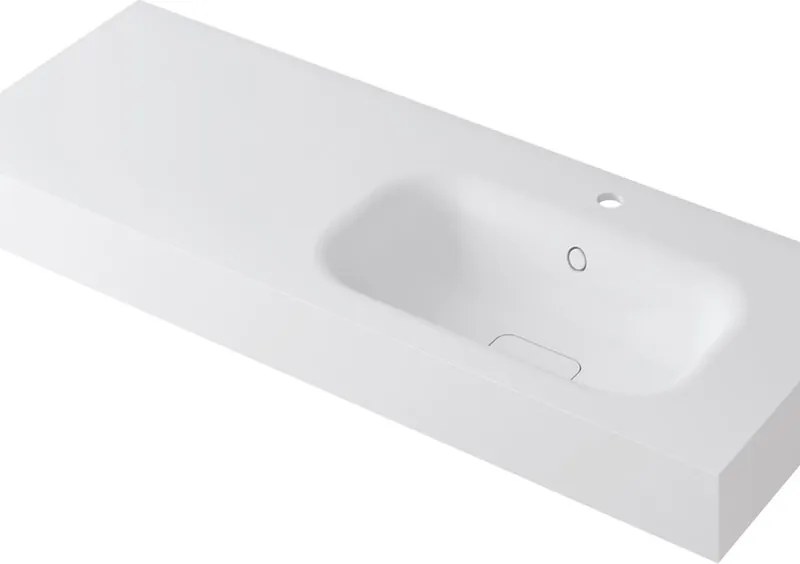 Lavabo a incasso rettangolare vasca a destra L 120.5 x H 15 x P 46 cm in resina bianco opaco