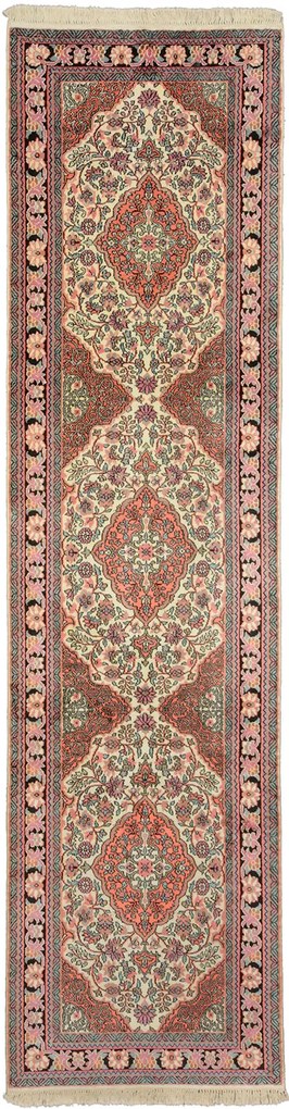 Cashmere Silk Tappeto 80x300 Beige (Indian) Annodato A Mano