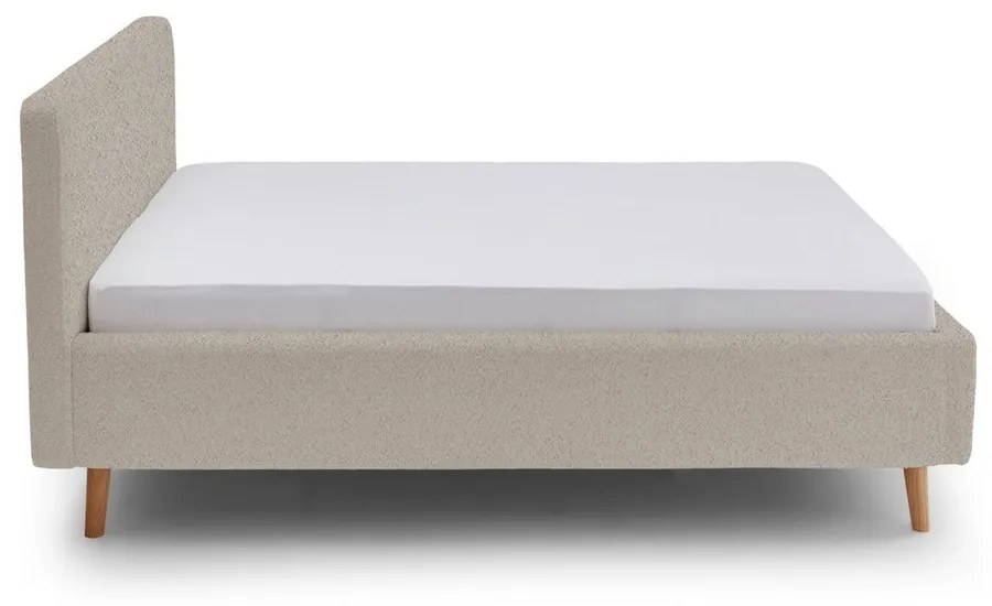 Letto matrimoniale imbottito beige con contenitore con rete inclusa 180x200 cm Mattis – Meise Möbel