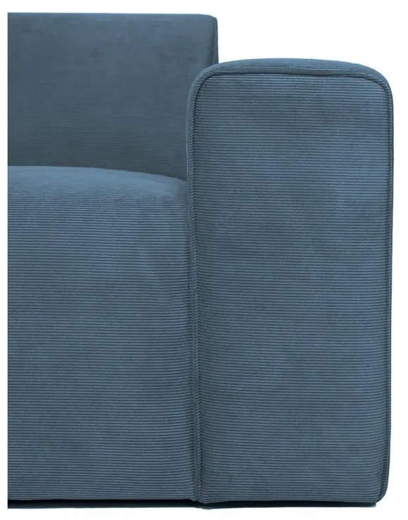 Divano componibile blu (con penisola a destra) con rivestimento in velluto a coste Sting – Scandic