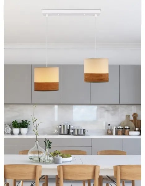 Lampadario a sospensione con filo BIANCO 2xE27/40W/230V bianco/marrone