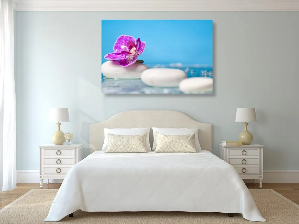 Quadro su tela – Orchidea e pietre Zen