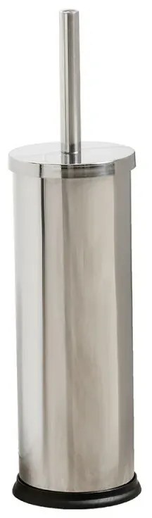 Porta scopino wc in acciaio inox spazzolato con setole nere e coperchio