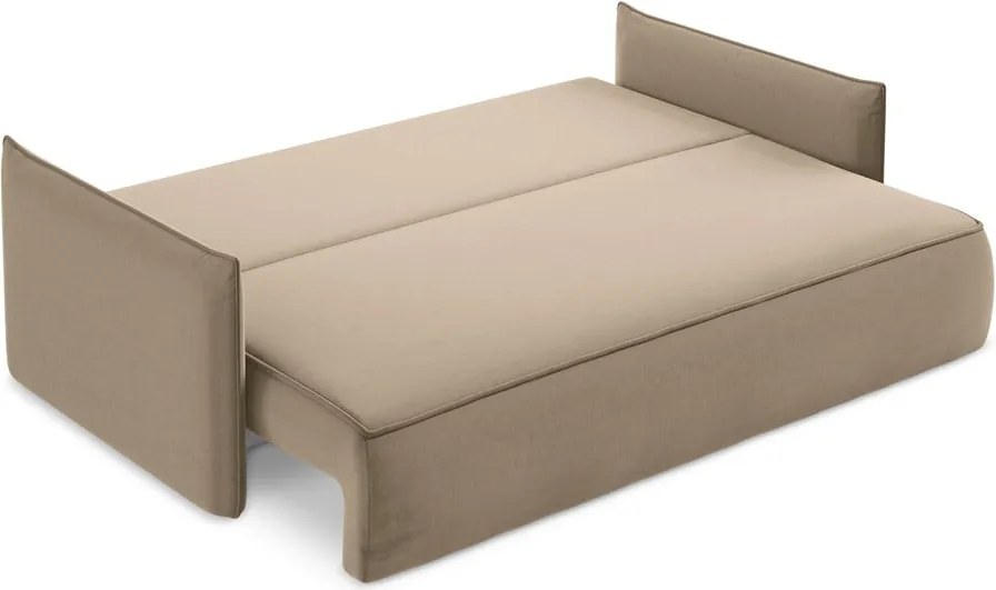 Divano marrone chiaro allungabile/con contenitore con rivestimento in velluto 225 cm Hula – Makamii