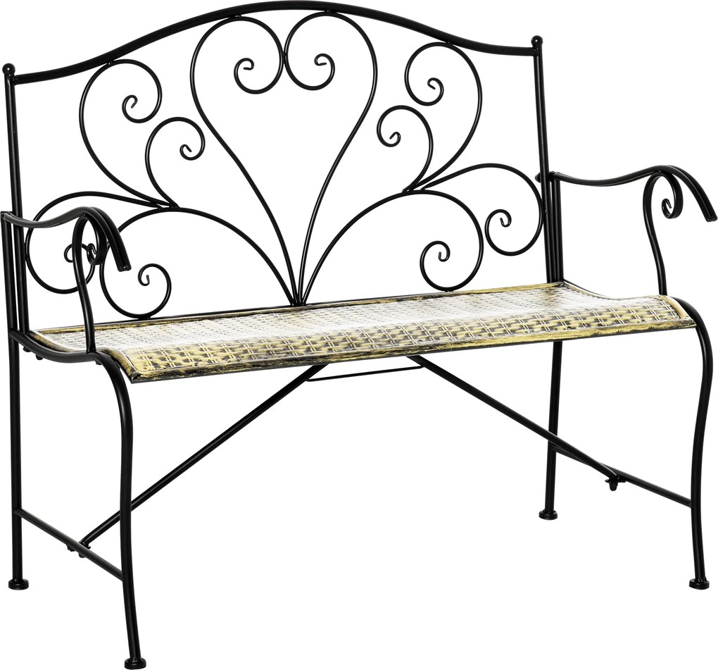Panchina 2 Posti da giardino 100x50x88 cm in Ferro Nero e Bronzo...