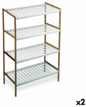 Scaffale Confortime Bianco Marrone 4 Mensole Bambù 70 x 35 x 100 cm (2 Unità)