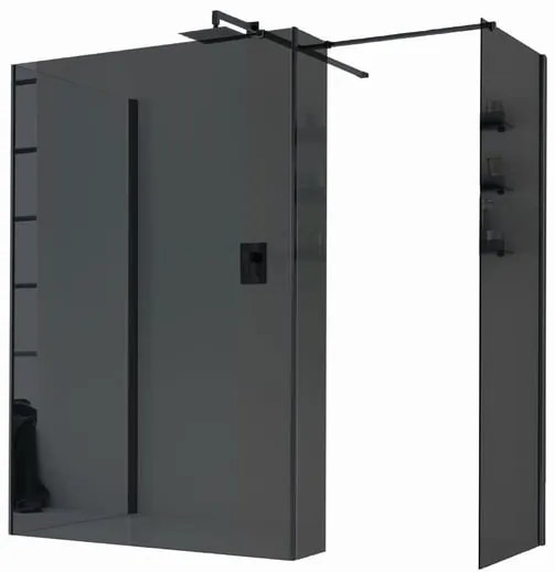 Walk-in wens L 68 x H 200 cm, vetro 6 mm fumé nero