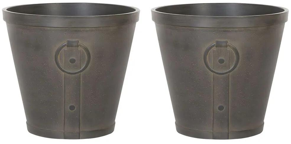 Set di 2 Vasi Argilla marrone scuro ⌀ 41 cm VARI Beliani