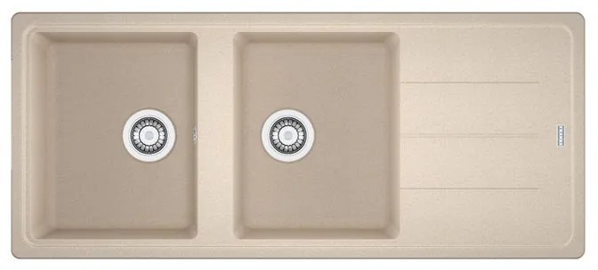 Lavello integrato 2 vasche con gocciolatoio laterale destro o sinistro FRANKE Boston L 116 x L 50 cm beige